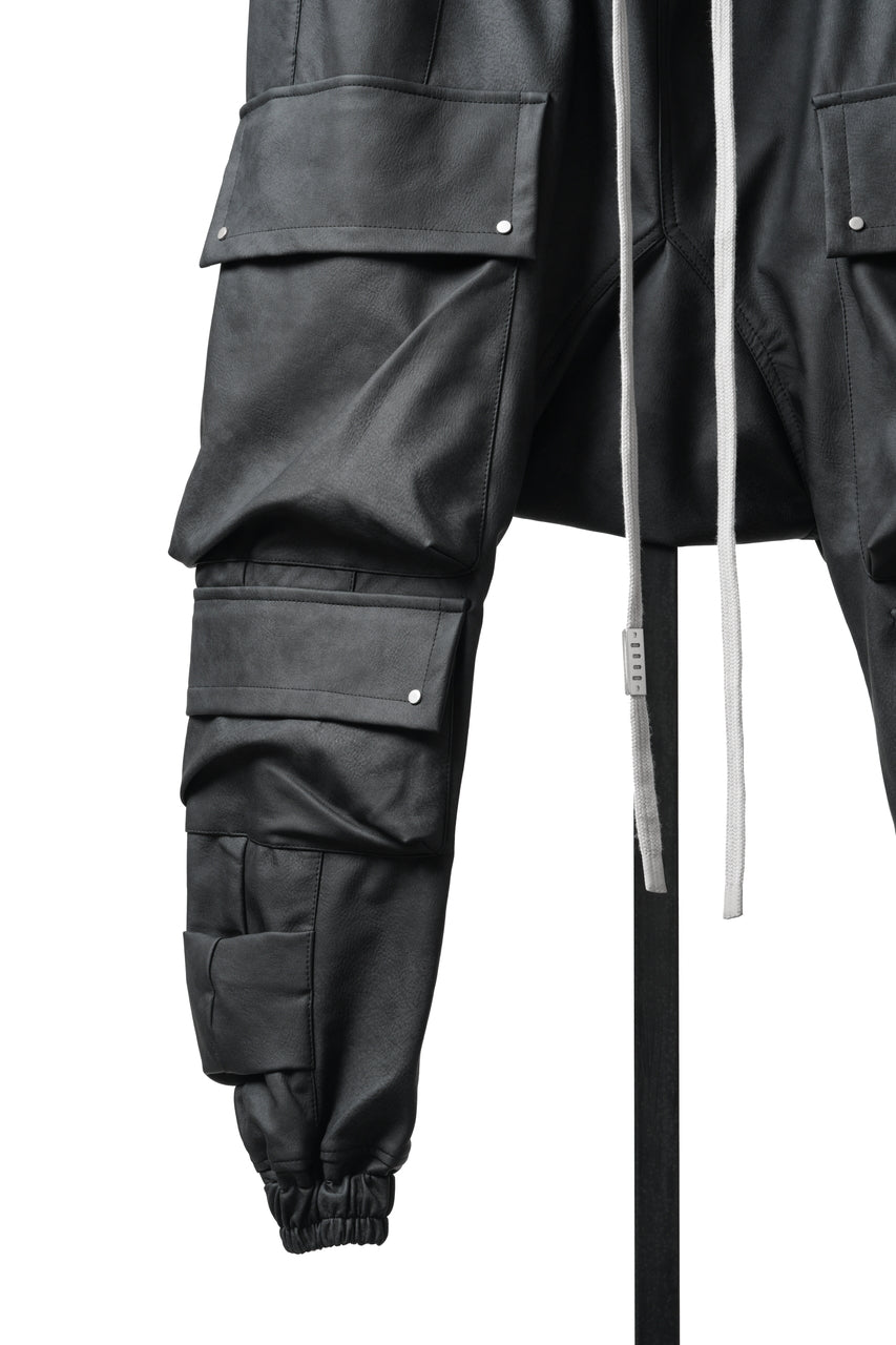 Load image into Gallery viewer, A.F ARTEFACT LOWCROTCH TACTICAL JOGGERS / VEGAN LEATHER (SMOKE BLACK)