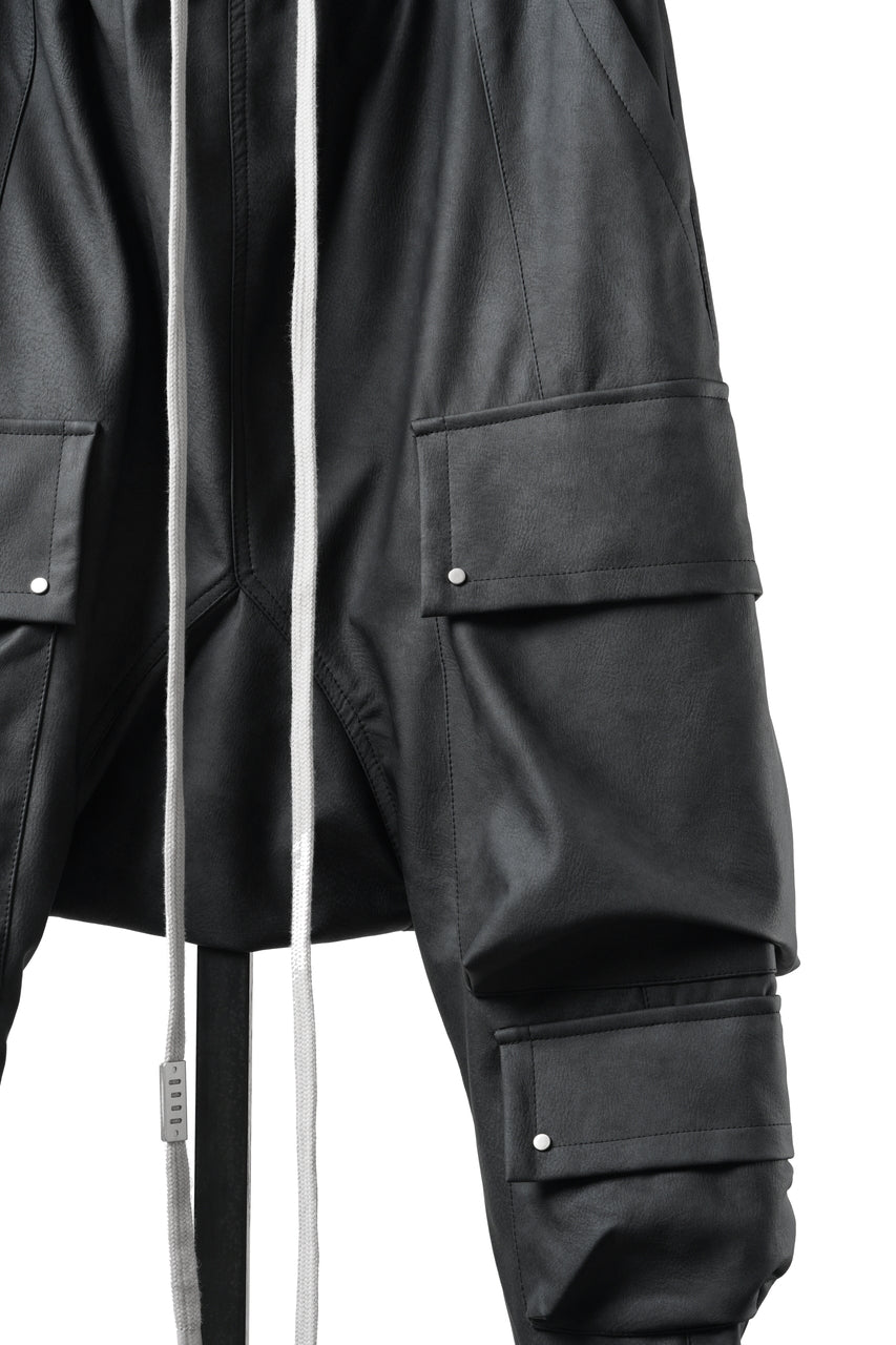 Load image into Gallery viewer, A.F ARTEFACT LOWCROTCH TACTICAL JOGGERS / VEGAN LEATHER (SMOKE BLACK)