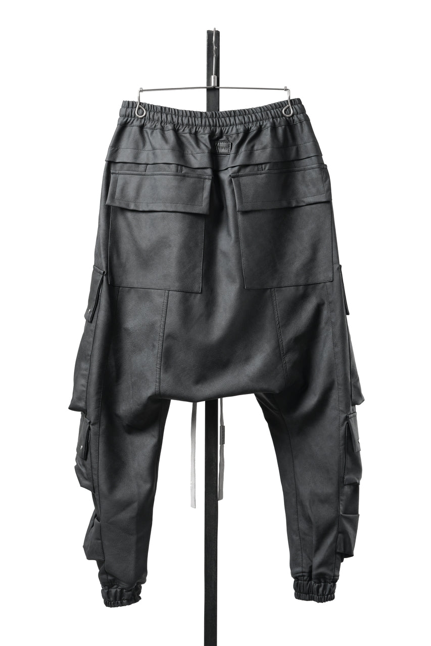 Load image into Gallery viewer, A.F ARTEFACT LOWCROTCH TACTICAL JOGGERS / VEGAN LEATHER (SMOKE BLACK)