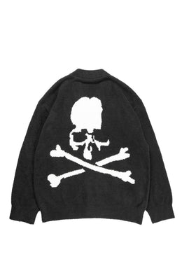MASTERMIND WORLD LOUNGE CARDIGAN / SOFTLY BOA FLEECE (BLACK x WHITE)