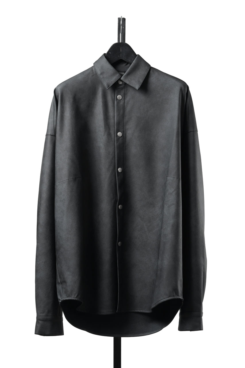 Load image into Gallery viewer, A.F ARTEFACT COCOON SHIRTS / VEGAN LEATHER (SMOKE BLACK)