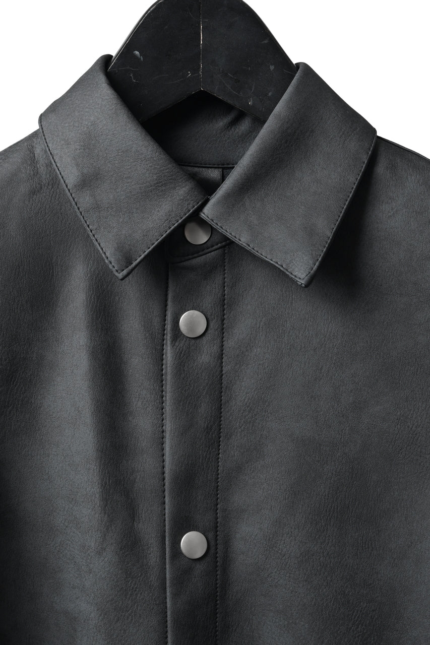 Load image into Gallery viewer, A.F ARTEFACT COCOON SHIRTS / VEGAN LEATHER (SMOKE BLACK)