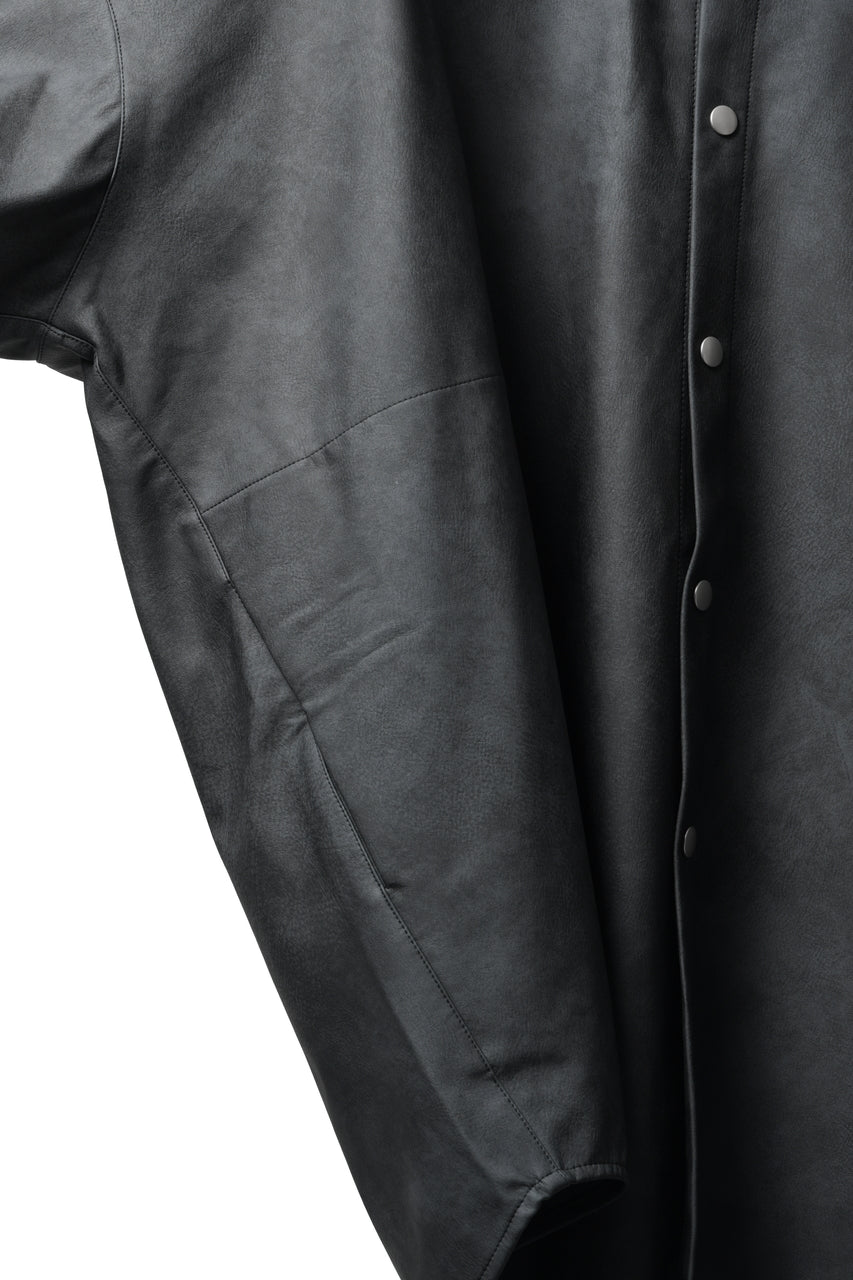 Load image into Gallery viewer, A.F ARTEFACT COCOON SHIRTS / VEGAN LEATHER (SMOKE BLACK)