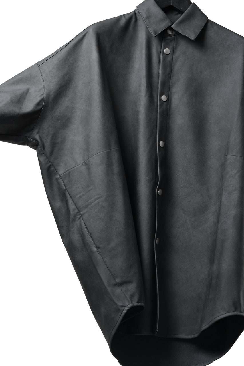 Load image into Gallery viewer, A.F ARTEFACT COCOON SHIRTS / VEGAN LEATHER (SMOKE BLACK)