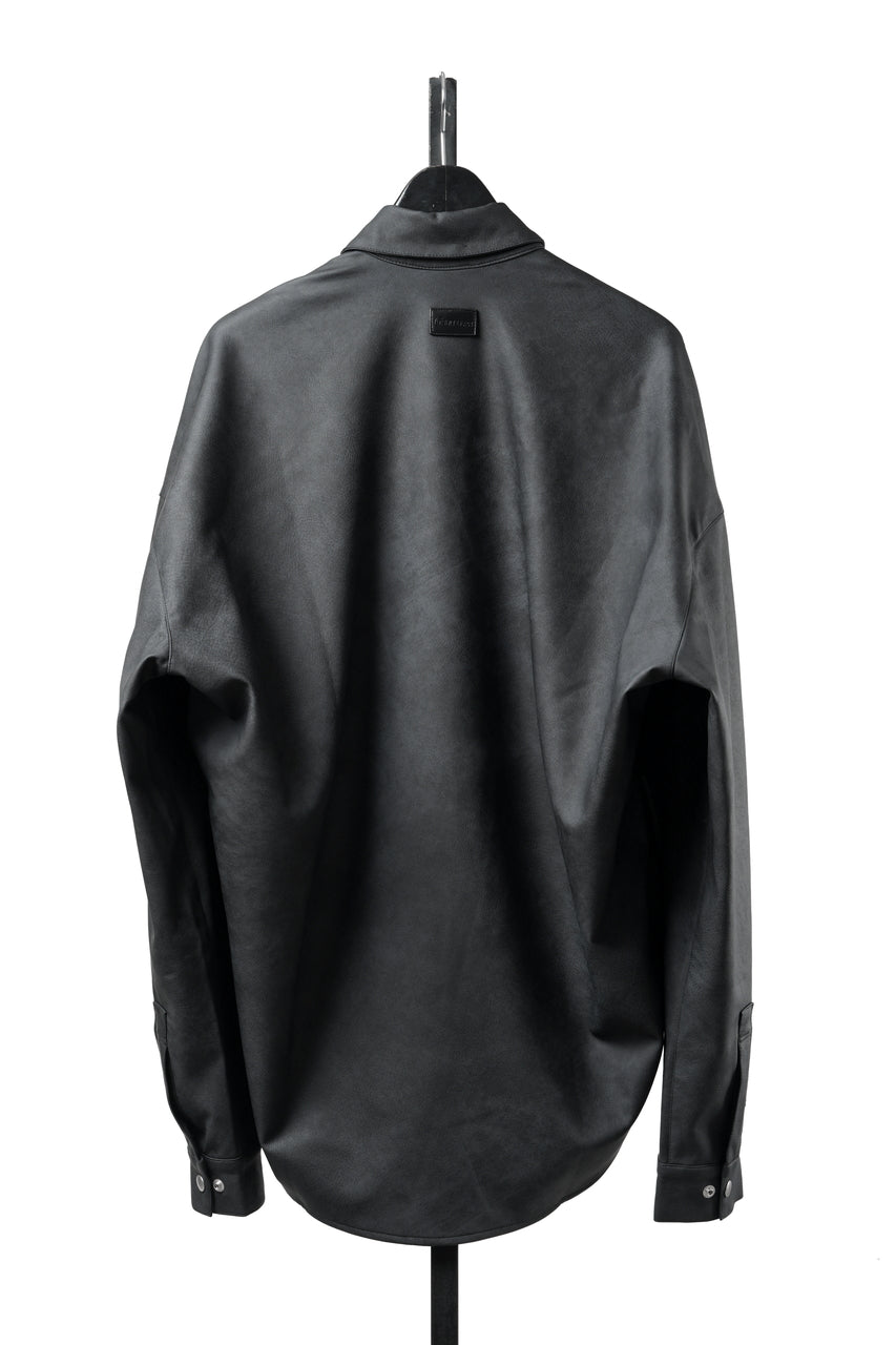 Load image into Gallery viewer, A.F ARTEFACT COCOON SHIRTS / VEGAN LEATHER (SMOKE BLACK)