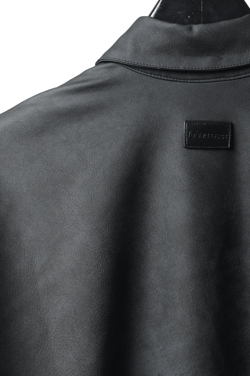 Load image into Gallery viewer, A.F ARTEFACT COCOON SHIRTS / VEGAN LEATHER (SMOKE BLACK)