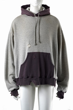 Load image into Gallery viewer, FULLCOUNT FADING DOUBLE FACE SWEAT HOODIE (GRAY x EGG PLANT)