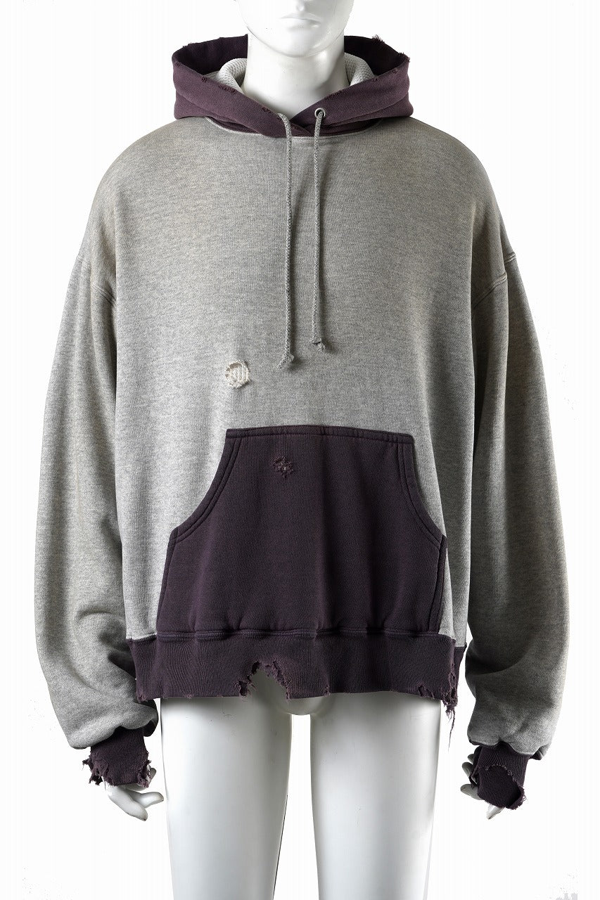 Load image into Gallery viewer, FULLCOUNT FADING DOUBLE FACE SWEAT HOODIE (GRAY x EGG PLANT)