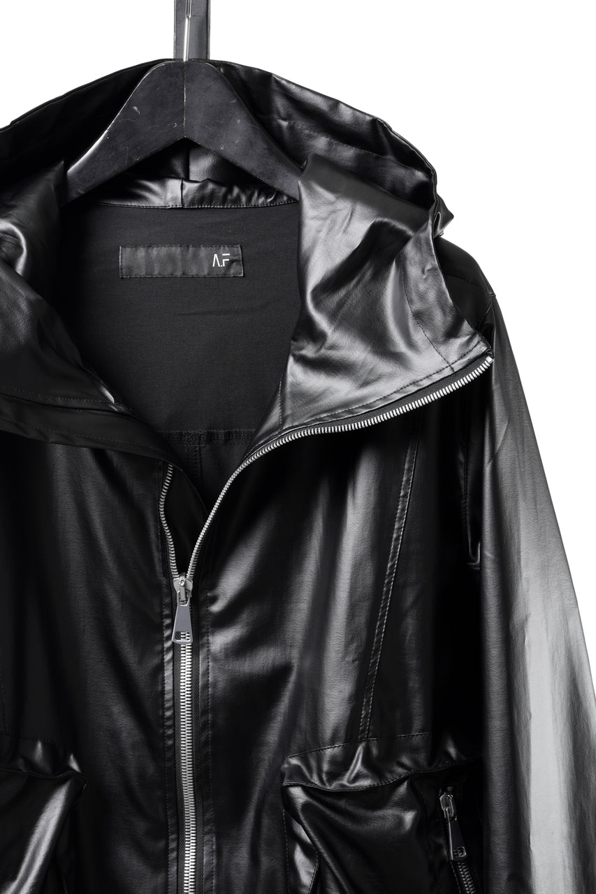 Load image into Gallery viewer, A.F ARTEFACT HOODIE ZIP BLOUSON / LUSTROUS COATED WOVEN (BLACK)