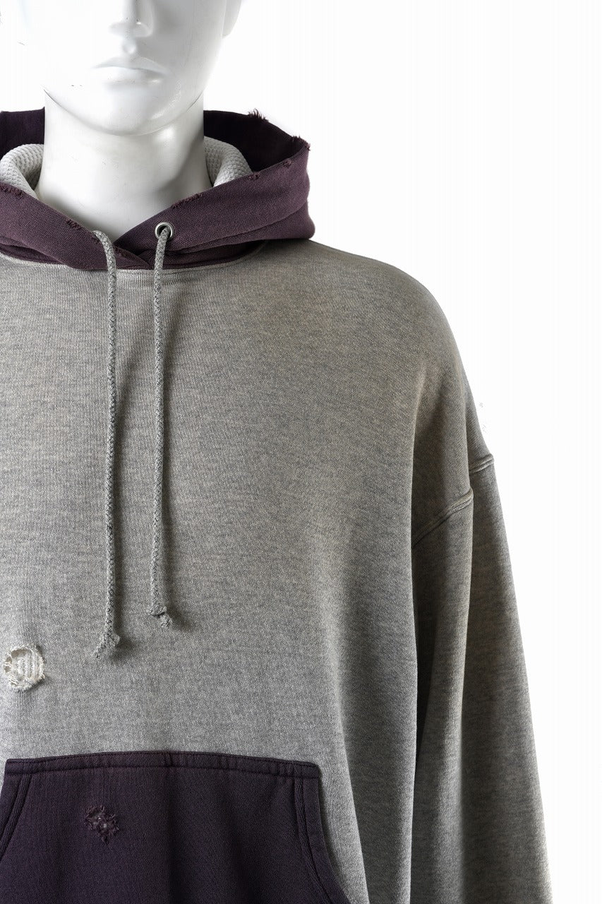 Load image into Gallery viewer, FULLCOUNT FADING DOUBLE FACE SWEAT HOODIE (GRAY x EGG PLANT)