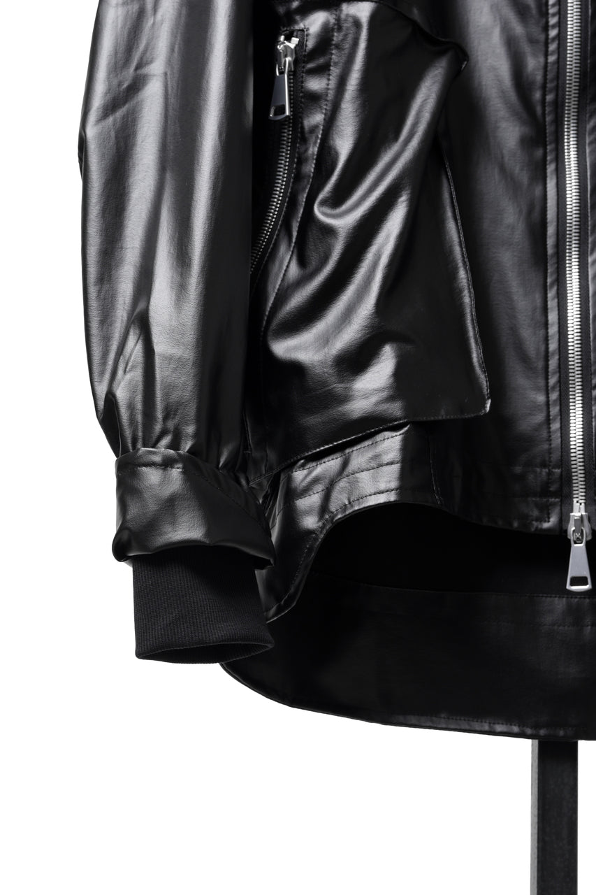 Load image into Gallery viewer, A.F ARTEFACT HOODIE ZIP BLOUSON / LUSTROUS COATED WOVEN (BLACK)