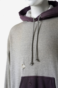 Load image into Gallery viewer, FULLCOUNT FADING DOUBLE FACE SWEAT HOODIE (GRAY x EGG PLANT)