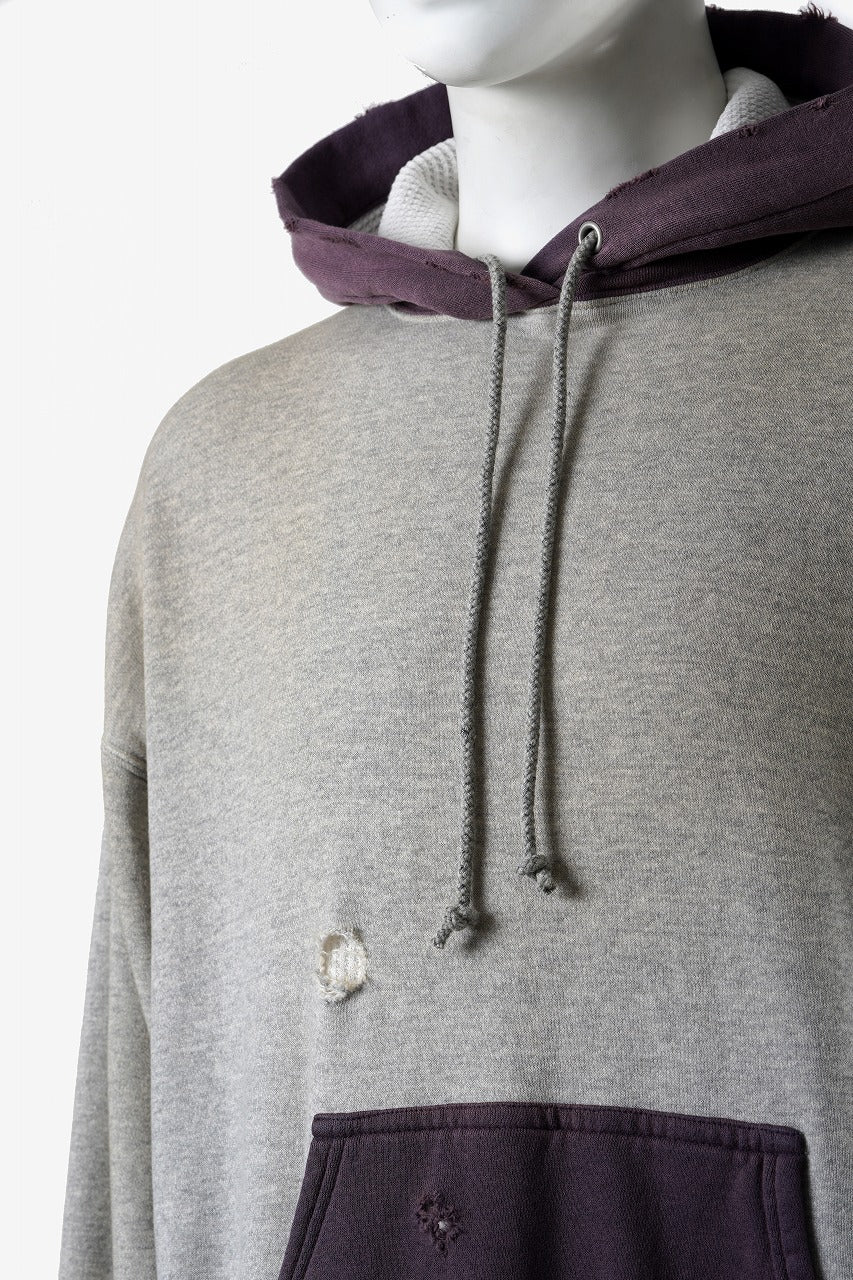 Load image into Gallery viewer, FULLCOUNT FADING DOUBLE FACE SWEAT HOODIE (GRAY x EGG PLANT)
