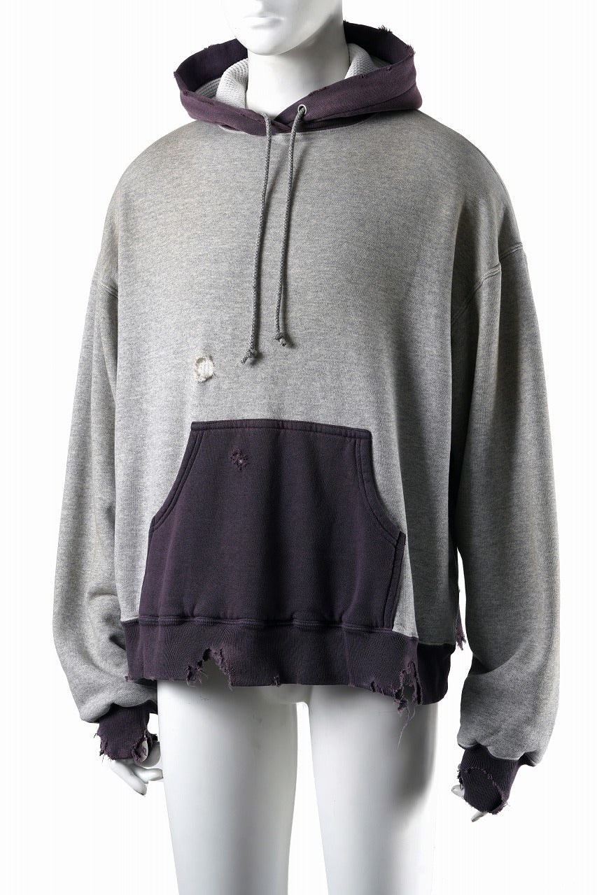 Load image into Gallery viewer, FULLCOUNT FADING DOUBLE FACE SWEAT HOODIE (GRAY x EGG PLANT)