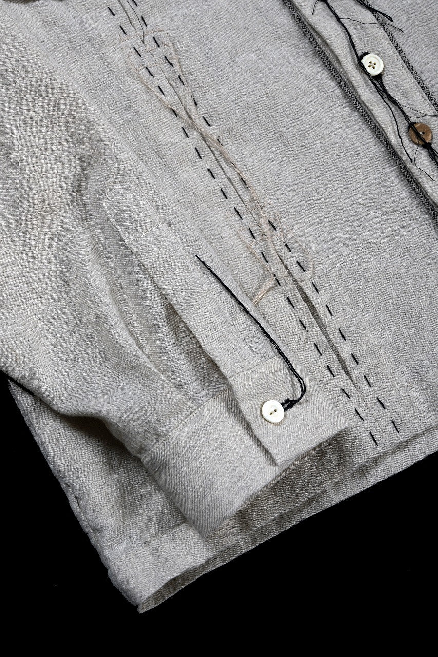 画像をギャラリービューアに読み込む, A TENTATIVE ATELIER Abel G. PIPING POCKET WORKER SHIRT (DIRTY WHITE)