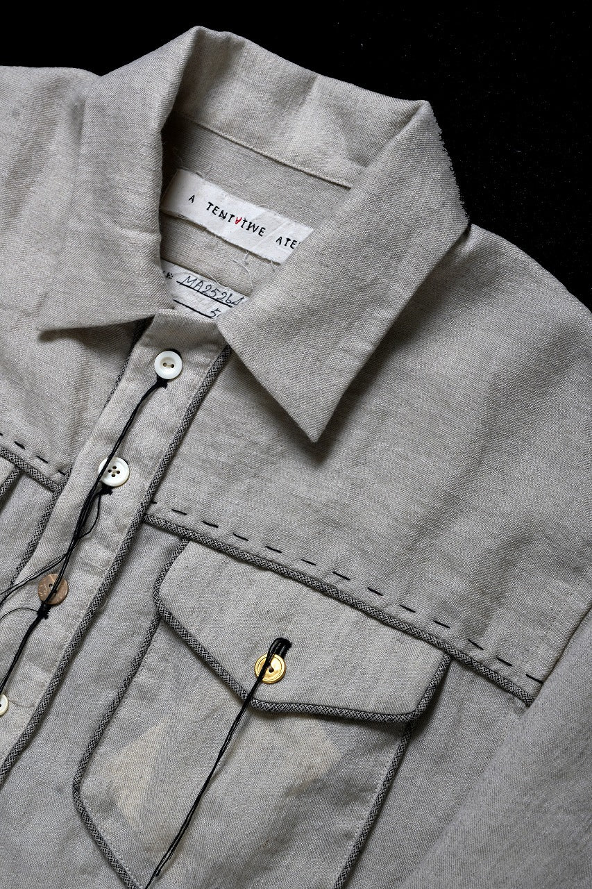 A TENTATIVE ATELIER Abel G. PIPING POCKET WORKER SHIRT (DIRTY WHITE)