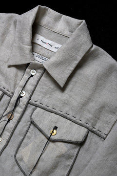 画像をギャラリービューアに読み込む, A TENTATIVE ATELIER Abel G. PIPING POCKET WORKER SHIRT (DIRTY WHITE)