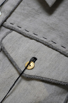 画像をギャラリービューアに読み込む, A TENTATIVE ATELIER Abel G. PIPING POCKET WORKER SHIRT (DIRTY WHITE)