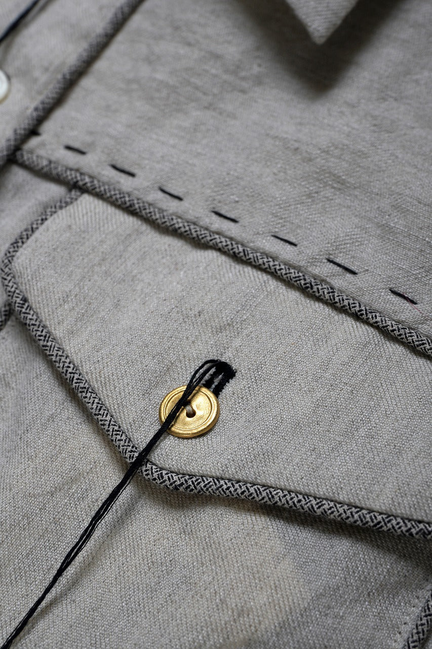 画像をギャラリービューアに読み込む, A TENTATIVE ATELIER Abel G. PIPING POCKET WORKER SHIRT (DIRTY WHITE)