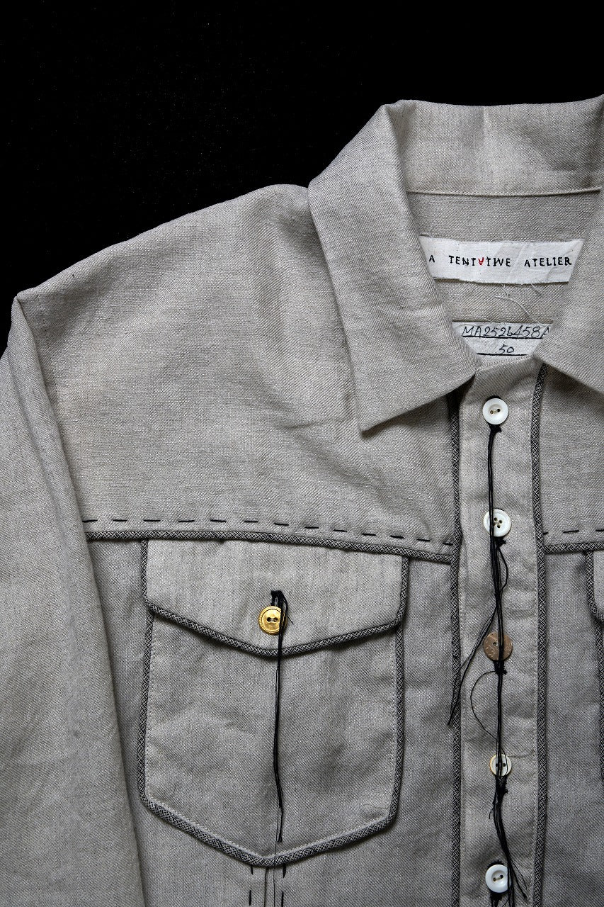 A TENTATIVE ATELIER Abel G. PIPING POCKET WORKER SHIRT (DIRTY WHITE)
