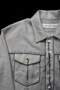 画像をギャラリービューアに読み込む, A TENTATIVE ATELIER Abel G. PIPING POCKET WORKER SHIRT (DIRTY WHITE)
