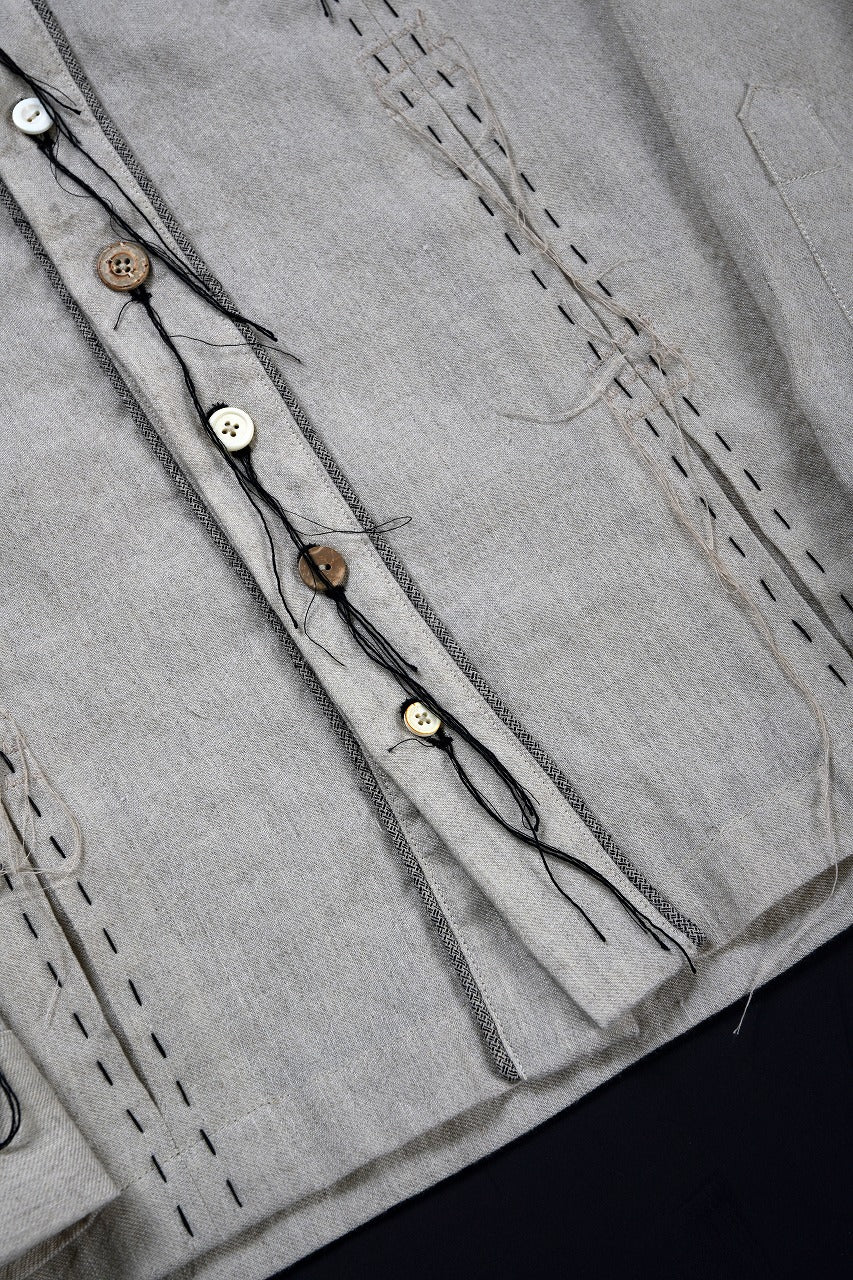画像をギャラリービューアに読み込む, A TENTATIVE ATELIER Abel G. PIPING POCKET WORKER SHIRT (DIRTY WHITE)