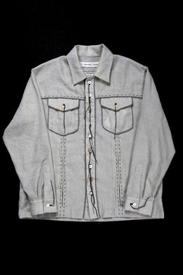 A TENTATIVE ATELIER Abel G. PIPING POCKET WORKER SHIRT (DIRTY WHITE)