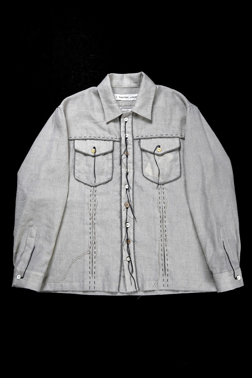 画像をギャラリービューアに読み込む, A TENTATIVE ATELIER Abel G. PIPING POCKET WORKER SHIRT (DIRTY WHITE)