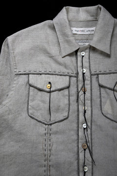画像をギャラリービューアに読み込む, A TENTATIVE ATELIER Abel G. PIPING POCKET WORKER SHIRT (DIRTY WHITE)
