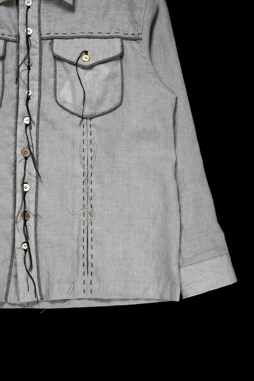 画像をギャラリービューアに読み込む, A TENTATIVE ATELIER Abel G. PIPING POCKET WORKER SHIRT (DIRTY WHITE)