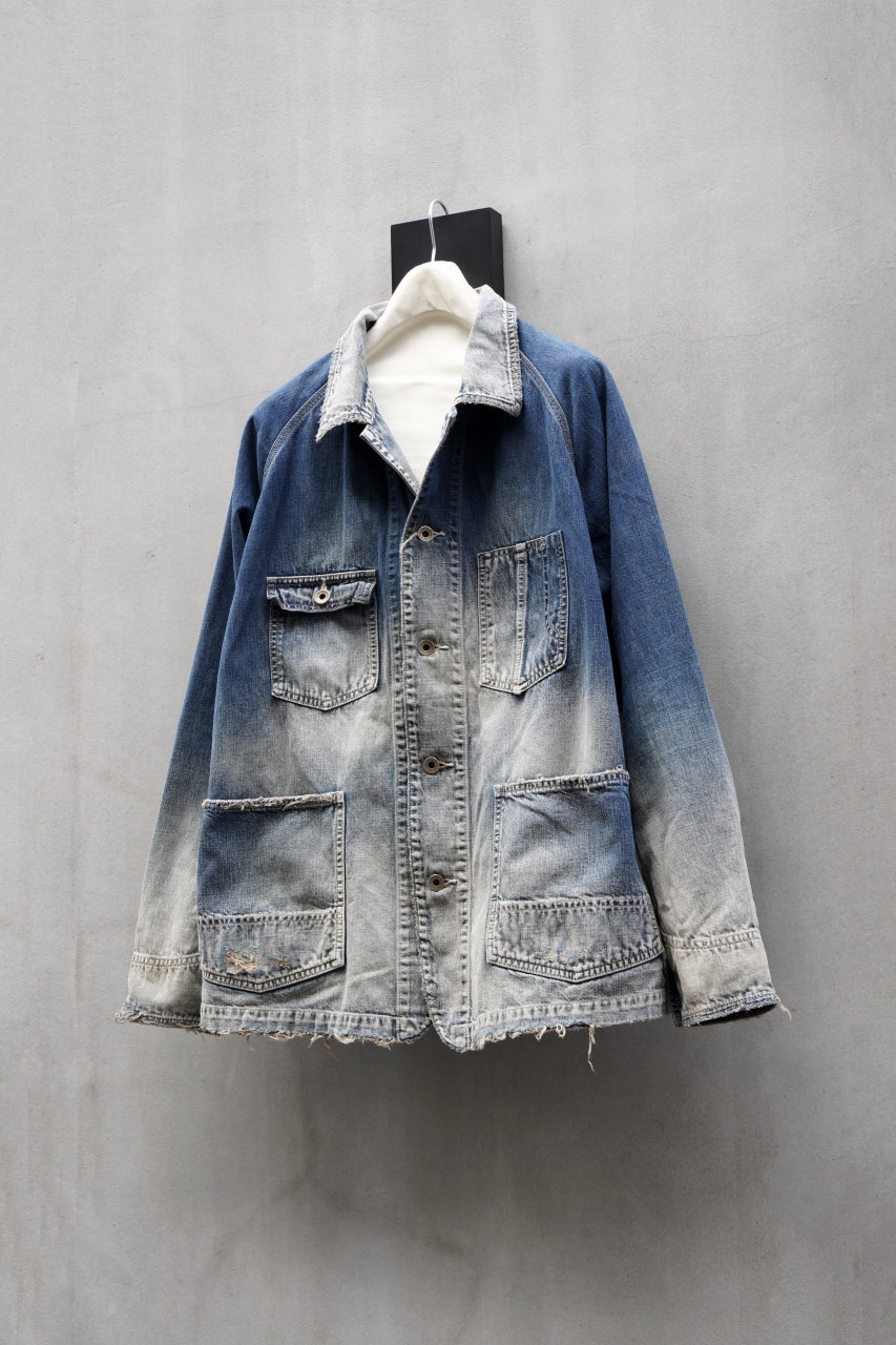 画像をギャラリービューアに読み込む, FULLCOUNT x N/07 exclusive COVER ALL JACKET / 10.5oz Zimbabwe Denim (INDIGO BLUE / EFFECTED)