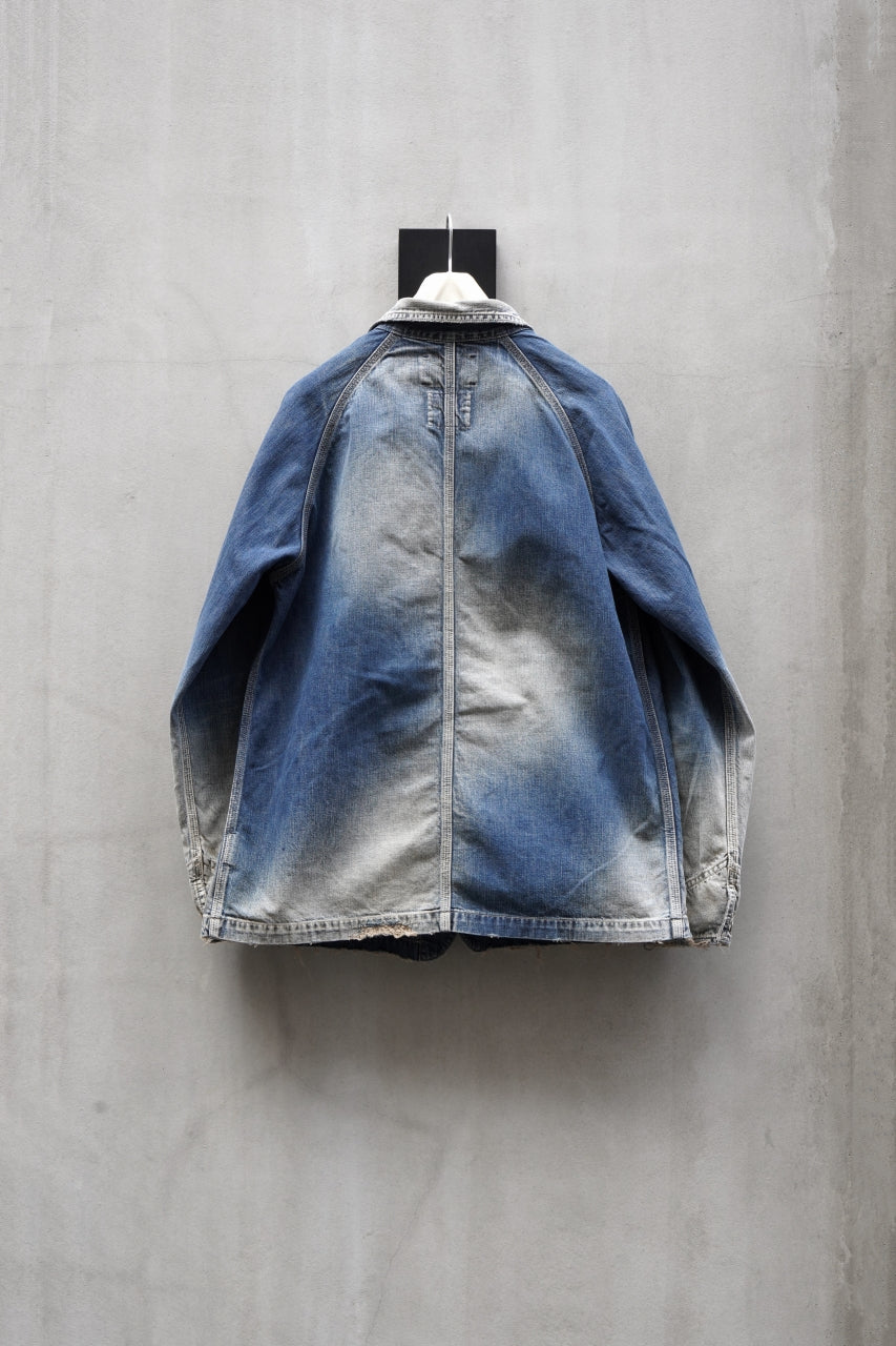 画像をギャラリービューアに読み込む, FULLCOUNT x N/07 exclusive COVER ALL JACKET / 10.5oz Zimbabwe Denim (INDIGO BLUE / EFFECTED)