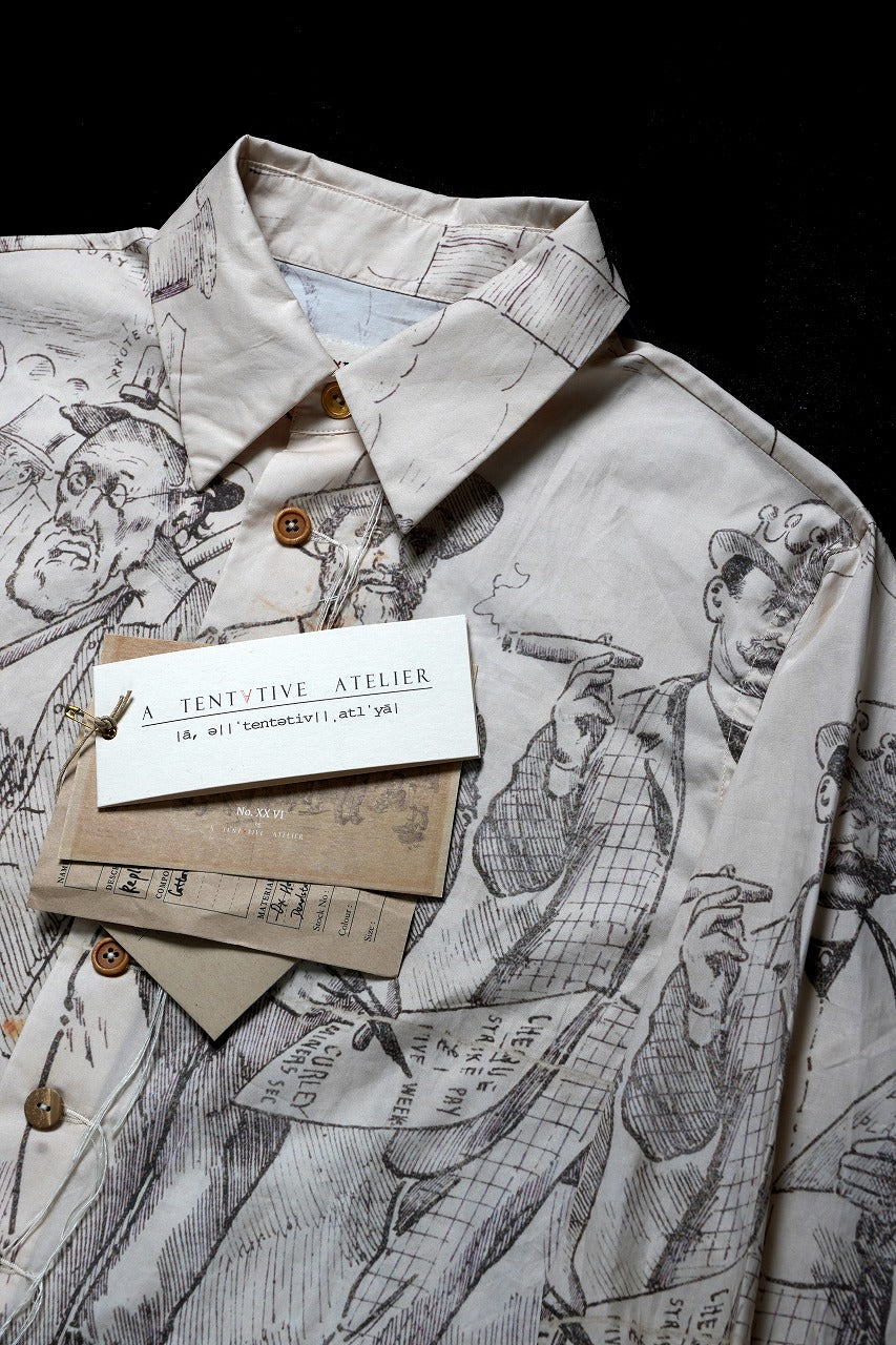 A TENTATIVE ATELIER Alvin REPLICA BIG EDGE PRINT SHIRT (NATURAL)