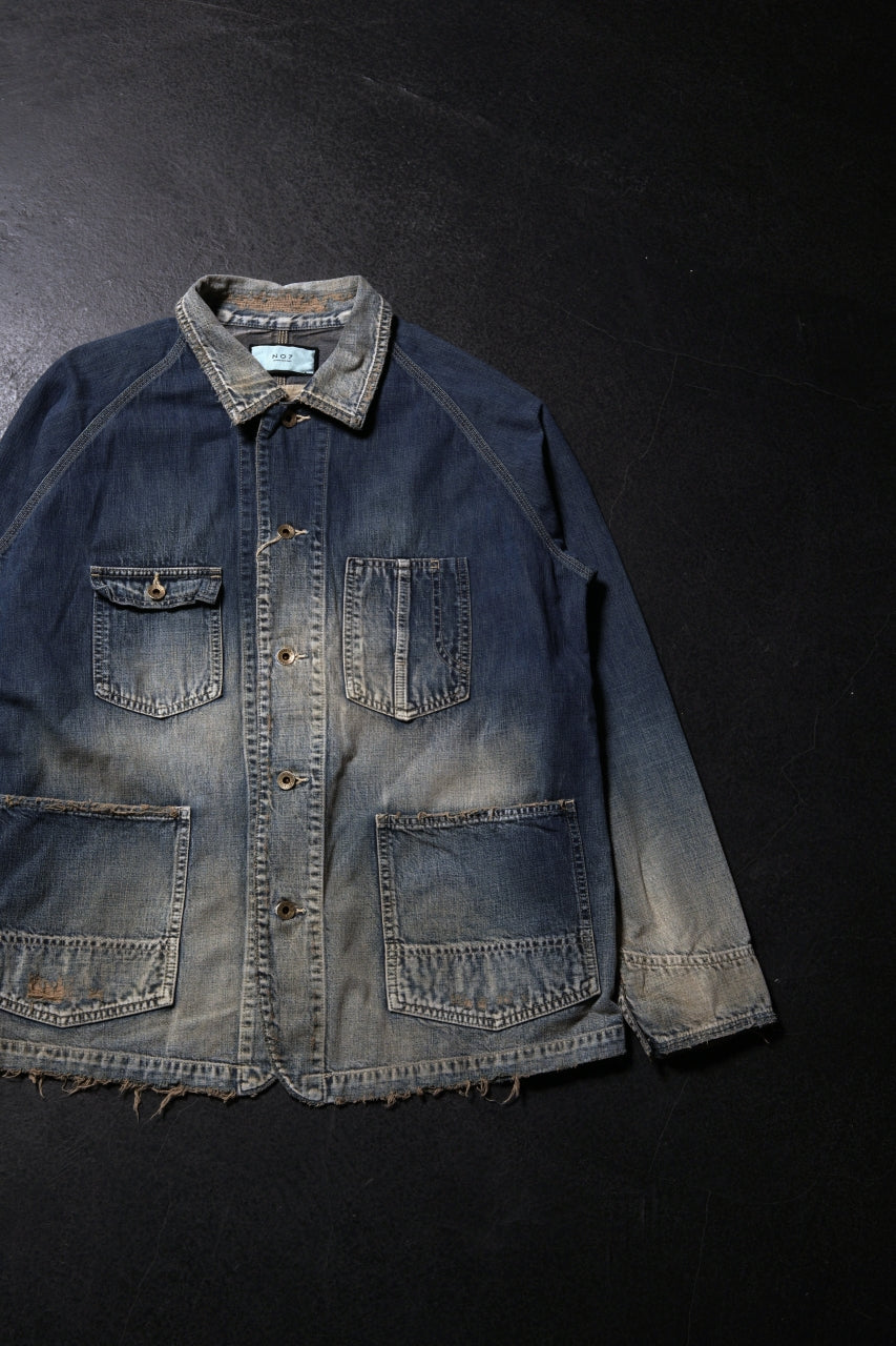 画像をギャラリービューアに読み込む, FULLCOUNT x N/07 exclusive COVER ALL JACKET / 10.5oz Zimbabwe Denim (INDIGO BLUE / EFFECTED)