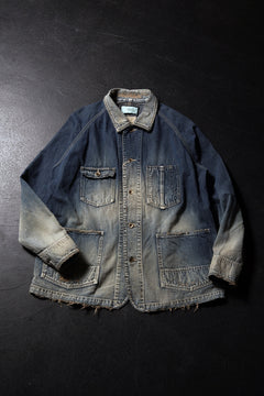 画像をギャラリービューアに読み込む, FULLCOUNT x N/07 exclusive COVER ALL JACKET / 10.5oz Zimbabwe Denim (INDIGO BLUE / EFFECTED)