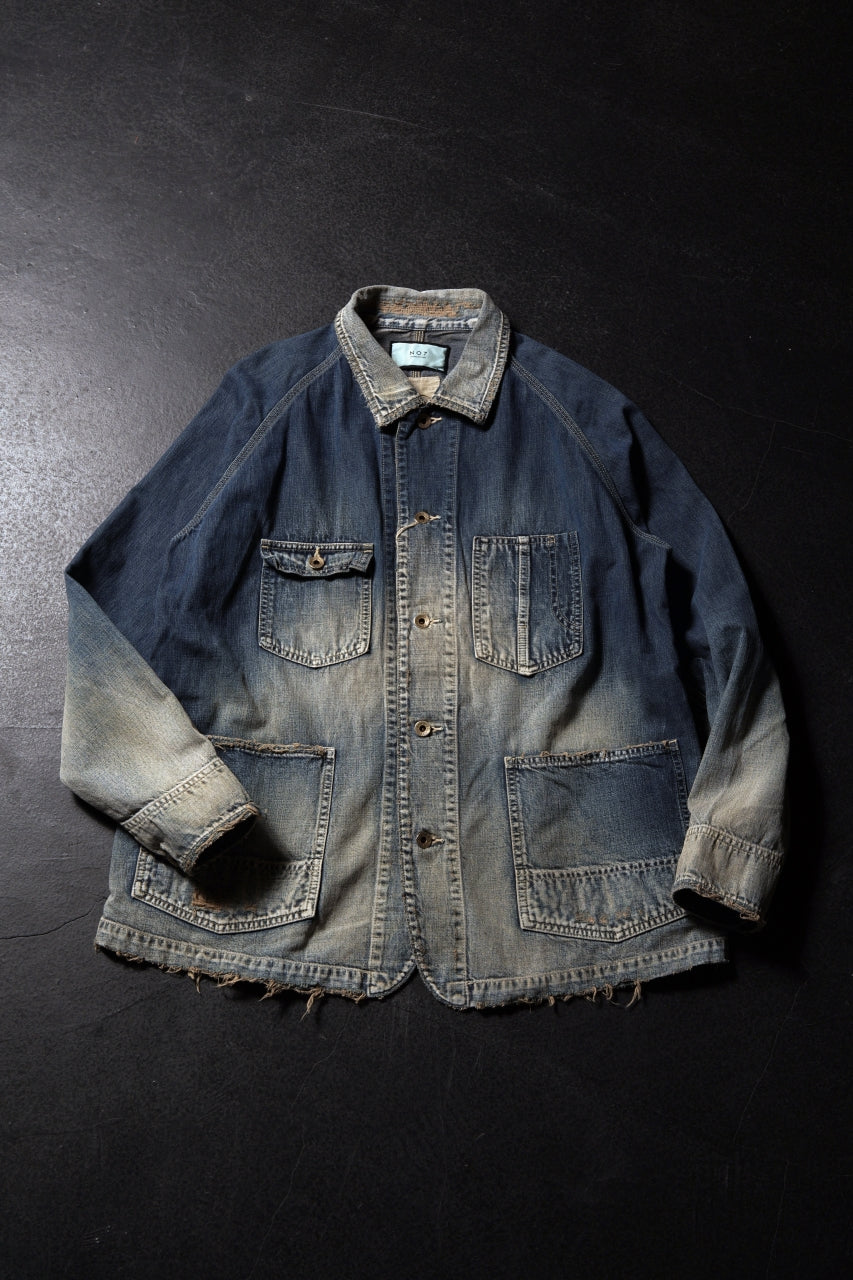 画像をギャラリービューアに読み込む, FULLCOUNT x N/07 exclusive COVER ALL JACKET / 10.5oz Zimbabwe Denim (INDIGO BLUE / EFFECTED)