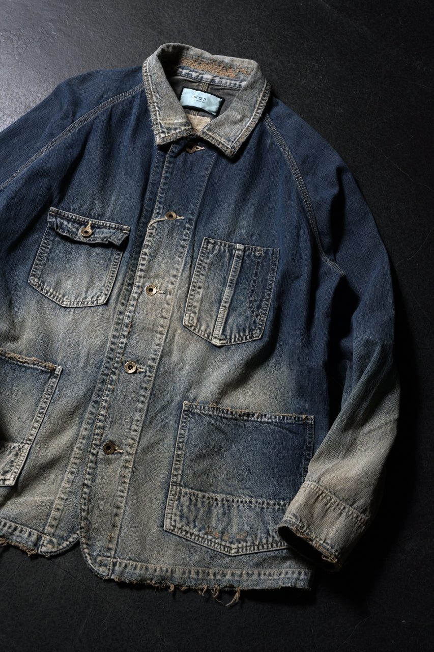 画像をギャラリービューアに読み込む, FULLCOUNT x N/07 exclusive COVER ALL JACKET / 10.5oz Zimbabwe Denim (INDIGO BLUE / EFFECTED)