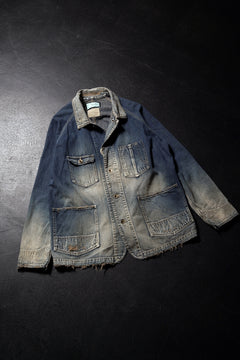 画像をギャラリービューアに読み込む, FULLCOUNT x N/07 exclusive COVER ALL JACKET / 10.5oz Zimbabwe Denim (INDIGO BLUE / EFFECTED)