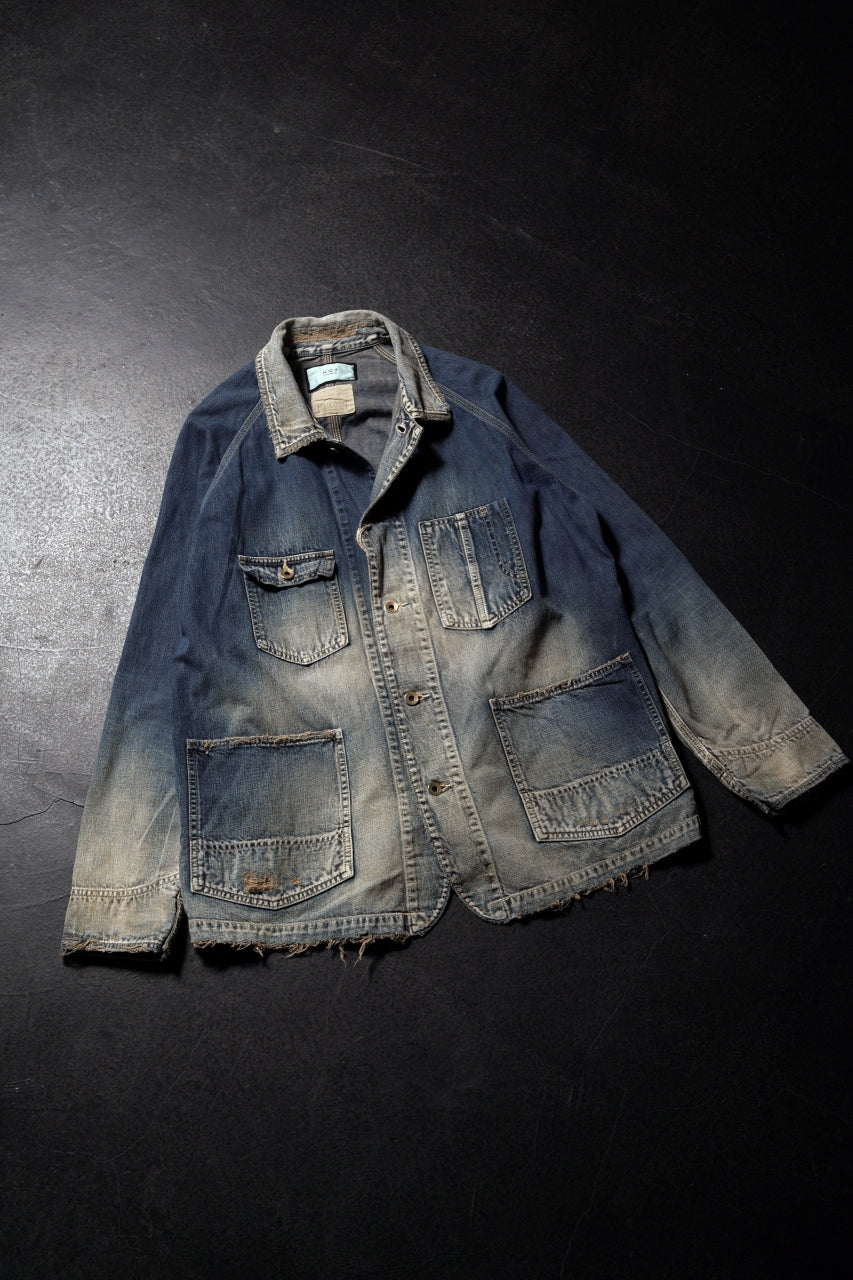 画像をギャラリービューアに読み込む, FULLCOUNT x N/07 exclusive COVER ALL JACKET / 10.5oz Zimbabwe Denim (INDIGO BLUE / EFFECTED)
