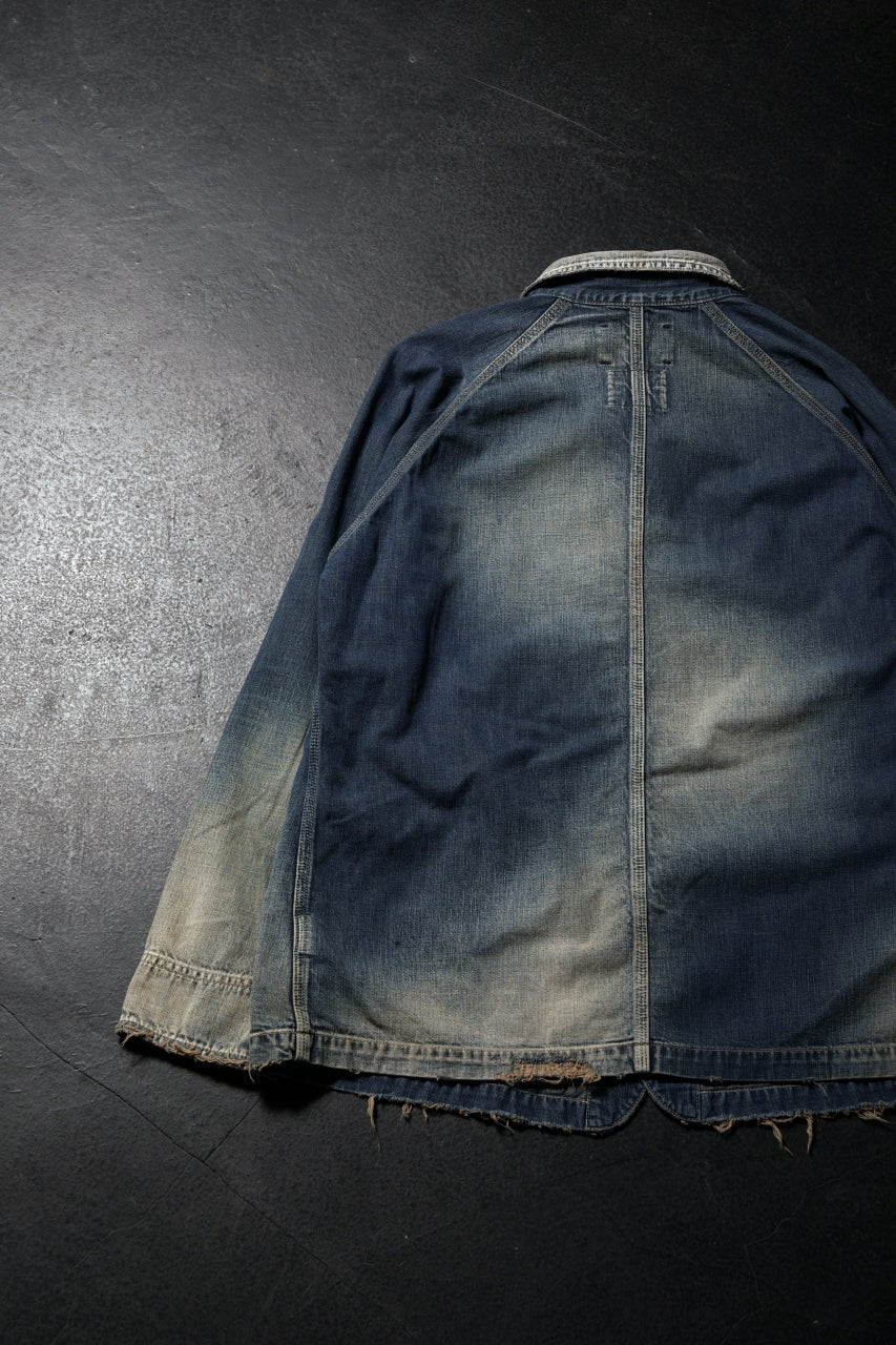画像をギャラリービューアに読み込む, FULLCOUNT x N/07 exclusive COVER ALL JACKET / 10.5oz Zimbabwe Denim (INDIGO BLUE / EFFECTED)