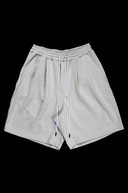 N/07 2 TUCKS EASY SHORTS / RIBBED CARDBOARD KNIT JERSEY (LIGHT BEIGE)