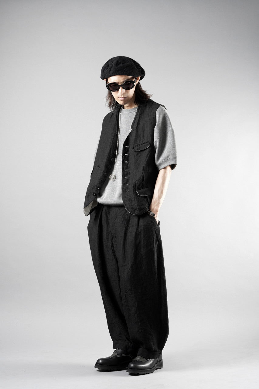 画像をギャラリービューアに読み込む, KLASICA "JEUNET" SQUARE SHAPED LOOSE VEST / OBSCURE STRIPED 3/3 MINI HBT (MID NIGHT)