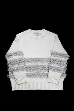 F/CE. DUAL TEXTURE SHIFTED LINES KNIT (IVORY)