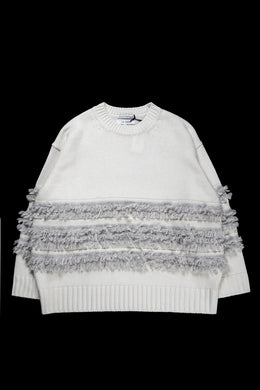 F/CE. DUAL TEXTURE SHIFTED LINES KNIT (IVORY)