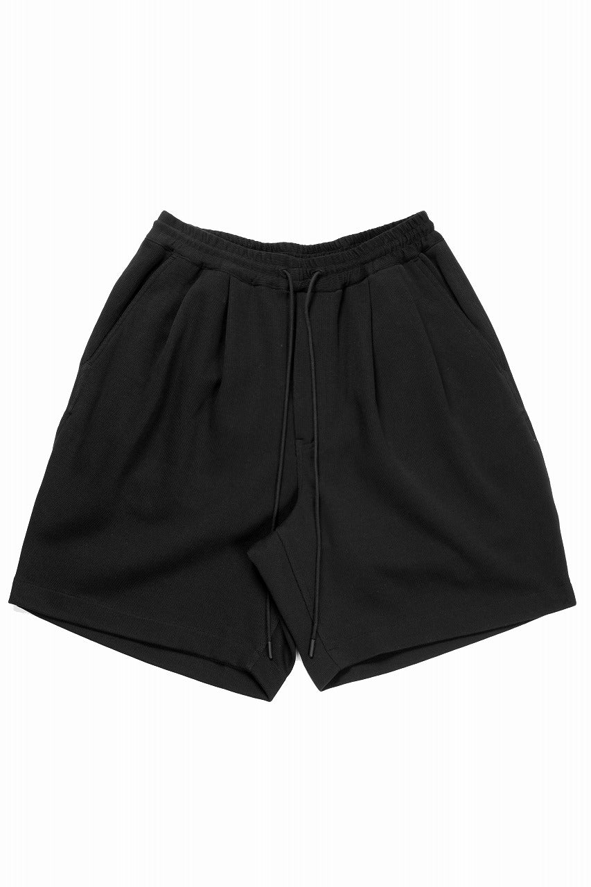 Load image into Gallery viewer, N/07 2 TUCKS EASY SHORTS / RIBBED CARDBOARD KNIT JERSEY (BLACK)