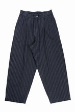 画像をギャラリービューアに読み込む, N/07 3 STITCHES WIDE TAPERED TROUSERS / HEAVY C/LI BUTCHER STRIPES (BLACK NAVY)
