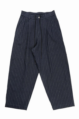 N/07 3 STITCHES WIDE TAPERED TROUSERS / HEAVY C/LI BUTCHER STRIPES (BLACK NAVY)
