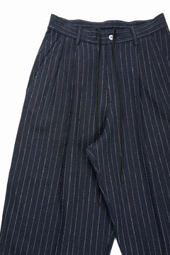 画像をギャラリービューアに読み込む, N/07 3 STITCHES WIDE TAPERED TROUSERS / HEAVY C/LI BUTCHER STRIPES (BLACK NAVY)