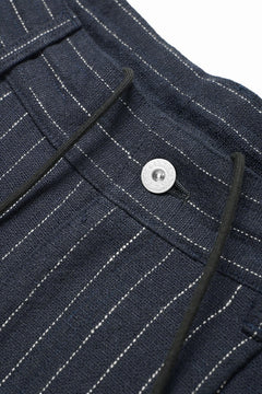 画像をギャラリービューアに読み込む, N/07 3 STITCHES WIDE TAPERED TROUSERS / HEAVY C/LI BUTCHER STRIPES (BLACK NAVY)