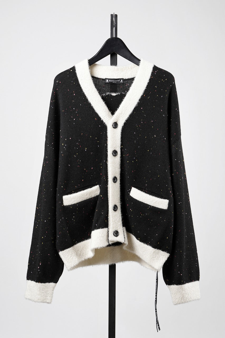 Load image into Gallery viewer, mastermind JAPAN CASHMERE TWEED CARDIGAN (BLACK)